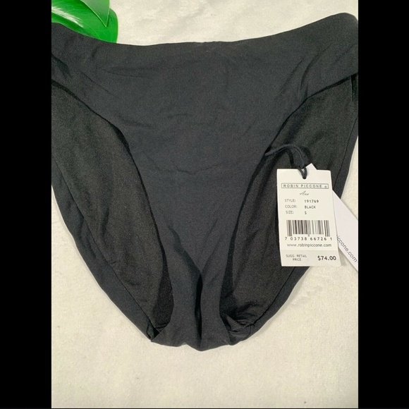 NWT $74 Robin Piccone Ava High‎ Waist Bikini Bottoms in Black [SZ Small ] - Picture 5 of 9